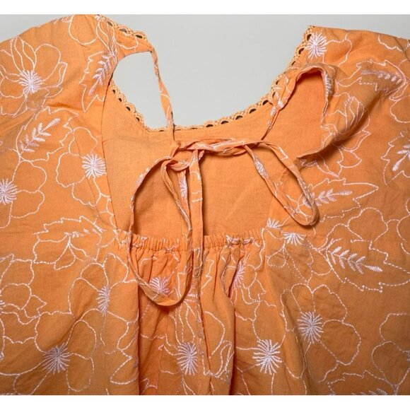 Loft Garden Embroidered Open Back Puff Sleeve Blouse Godet Skirt Medium - Picture 9 of 9